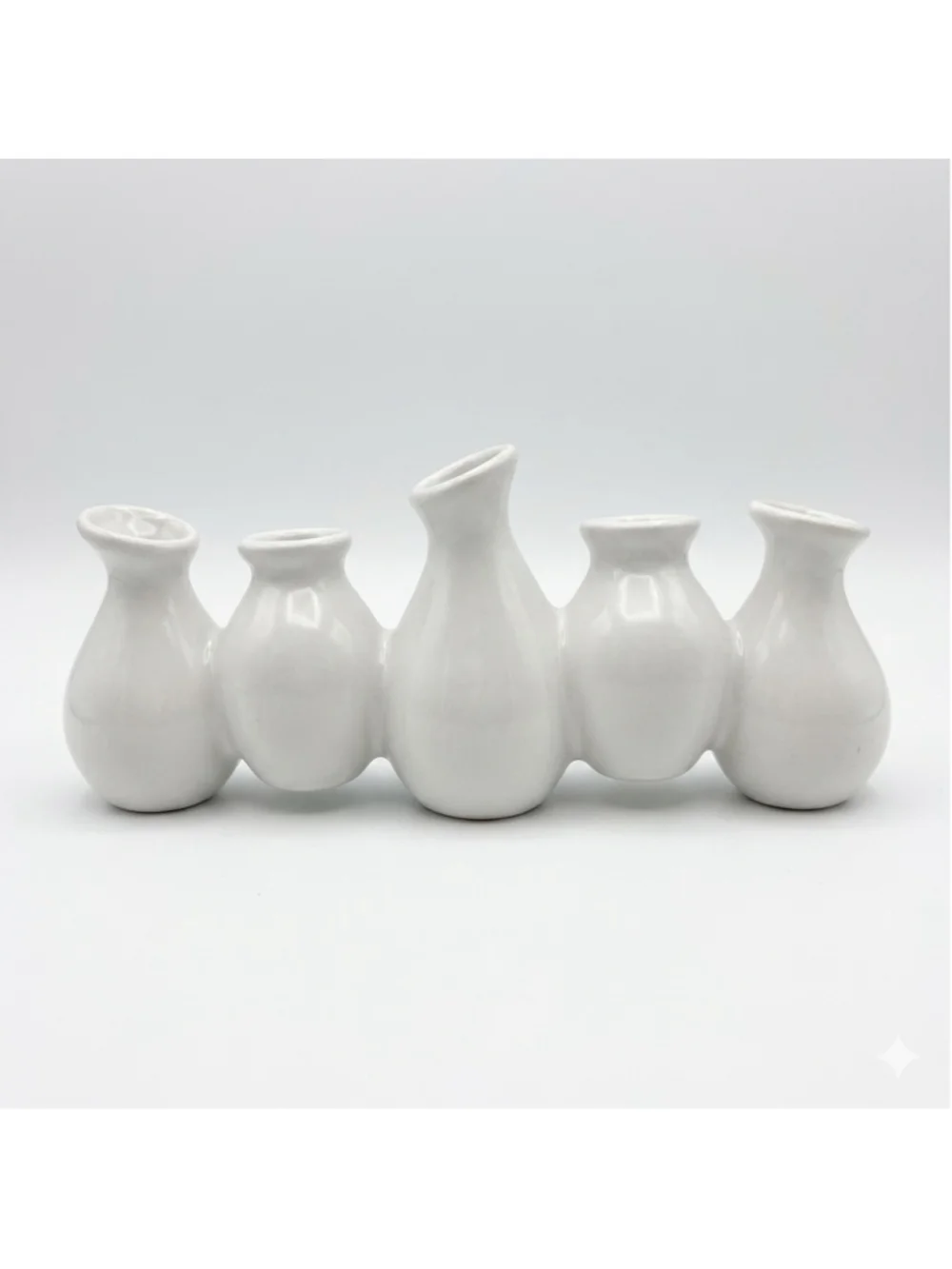 White Ceramic Multi-Bud Vase One Size Unbranded